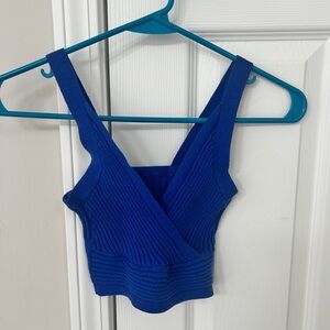 Blue Ribbed Knit Women's Top/Bralette